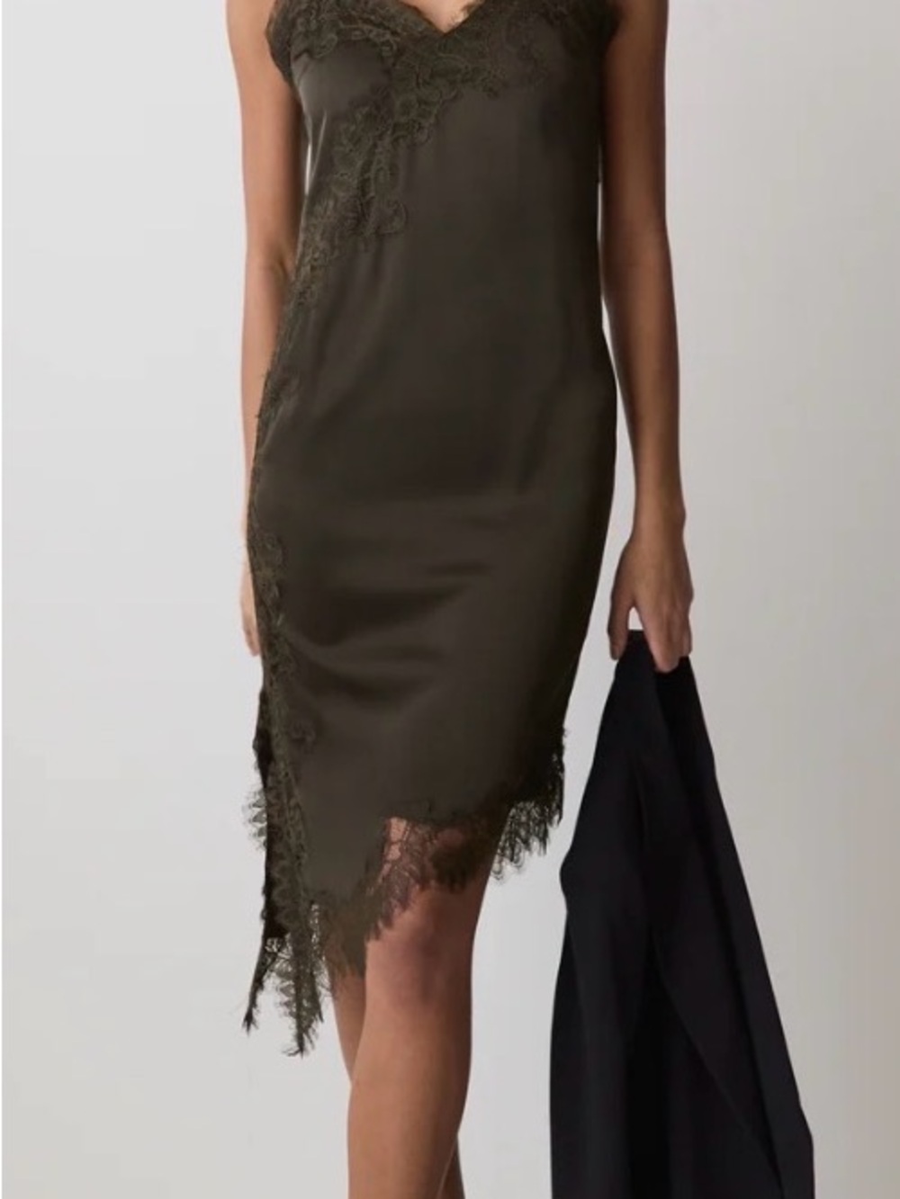 RW&CO. Black Satin Lace-Trim Slip - Picture 2 of 6